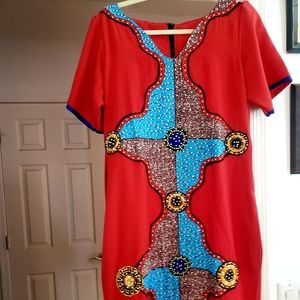 Red Ankara mix dress